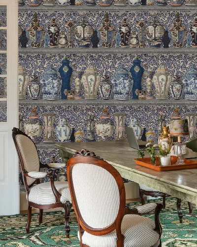 Iverley Rhapsody Illustrative Wallpaper — Slate Blue