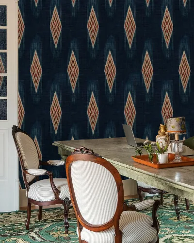 Kestrel Whim Geometric Wallpaper — Midnight Blue