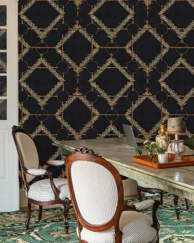 Kestrel Echo Geometric Wallpaper — Navy