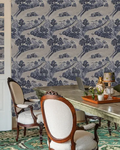 Quenora Cadence Woodland Wallpaper — Indigo