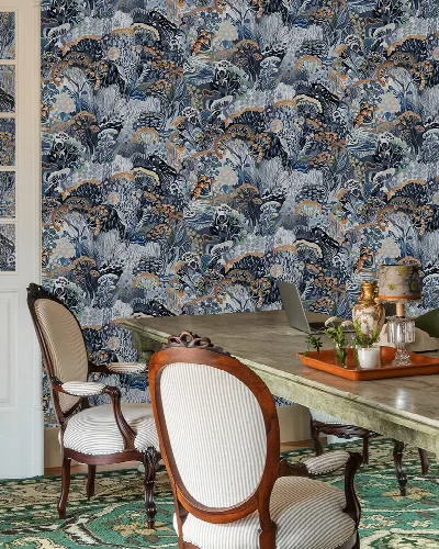 Quenora Journey Floral Wallpaper — Slate Blue