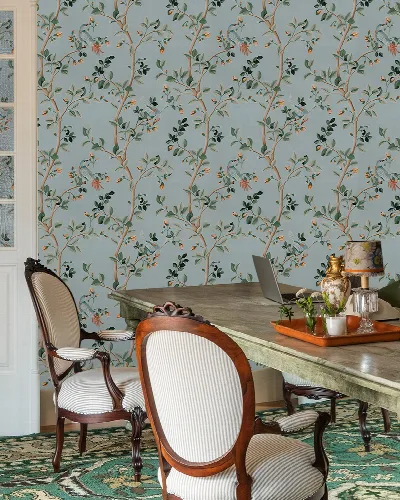 Quenora Story Bird Wallpaper — Powder Blue