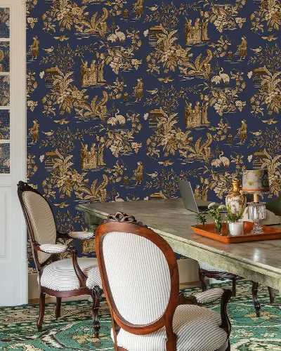Quenora Solace Architectural Wallpaper — Navy
