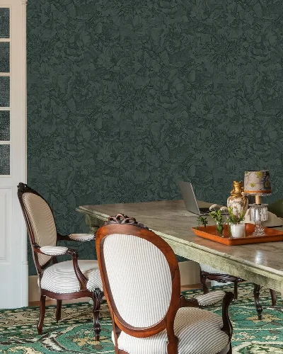 Quenora Drift Floral Wallpaper — Deep Teal
