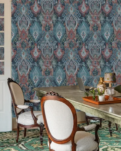 Solenne Solace Ornamental Wallpaper — Indigo