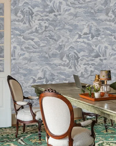Larkspur Enclave Celestial Wallpaper — Slate Blue
