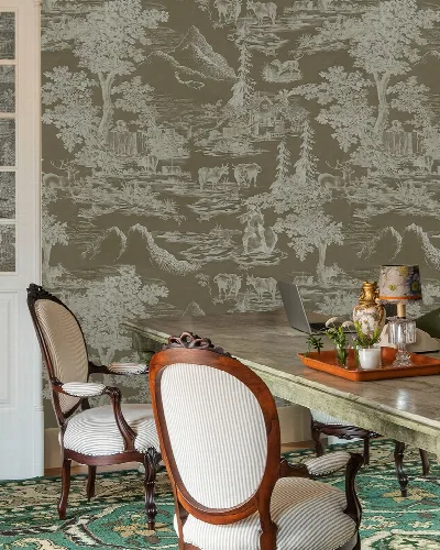 Kestrel Solace Ornamental Wallpaper — Warm Gray