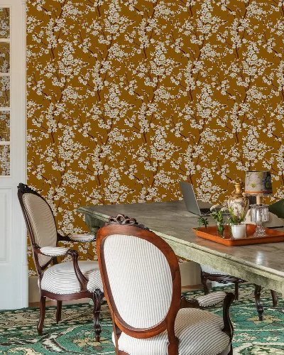Quenora Vista Floral Wallpaper — Golden Yellow