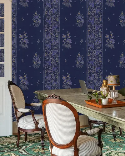 Kestrel Story Floral Wallpaper — Navy
