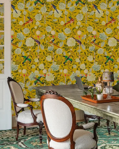 Iverley Haven Floral Wallpaper — Golden Yellow