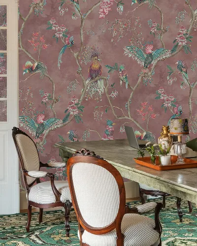 Kestrel Drift Floral Wallpaper — Dusty Rose