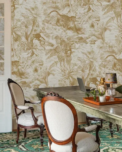 Norwyn Daydream Tropical Wallpaper — Ivory Gold