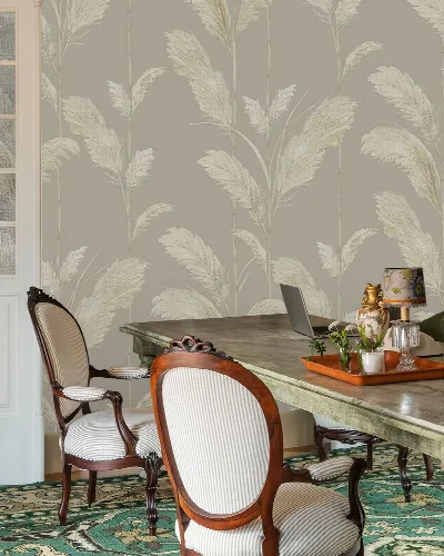 Merevale Rhapsody Botanical Wallpaper — Soft Gray