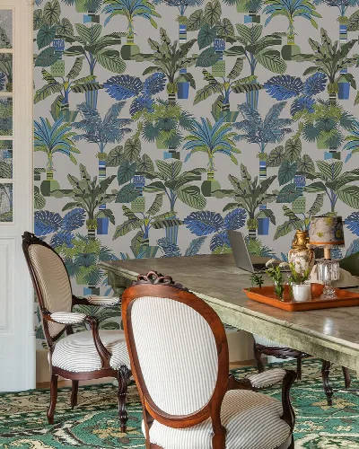 Norwyn Whim Tropical Wallpaper — Cobalt
