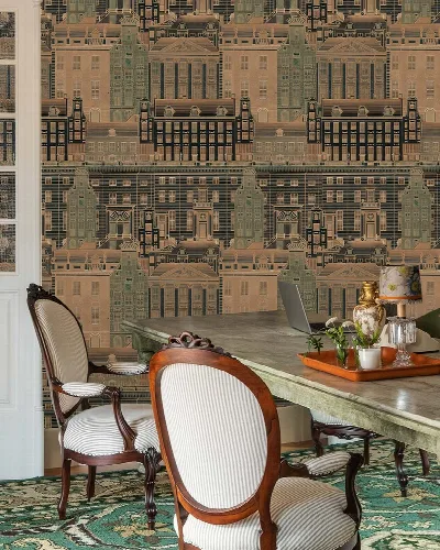 Elowen Whim Architectural Wallpaper — Warm Sepia