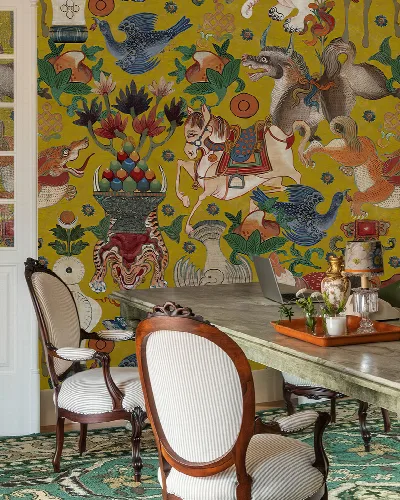 Iverley Enclave Floral Wallpaper — Ochre
