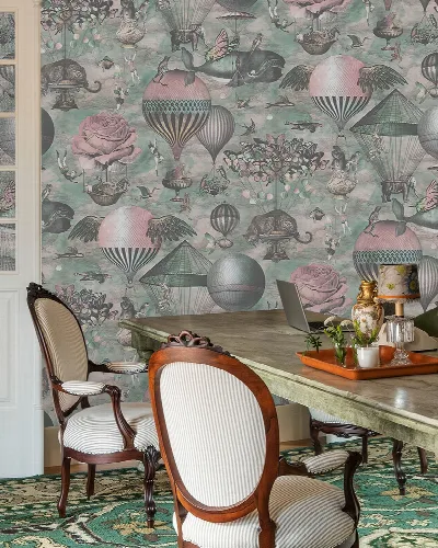 Larkspur Tapestry Celestial Wallpaper — Silver Gray