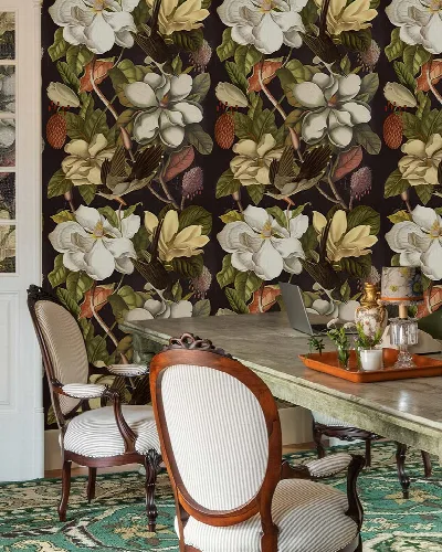 Dovewick Cadence Floral Wallpaper — Chocolate