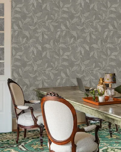 Peverly Keepsake Botanical Wallpaper — Silver Gray