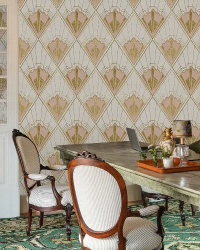 Elowen Gleam Art Deco Wallpaper — Champagne