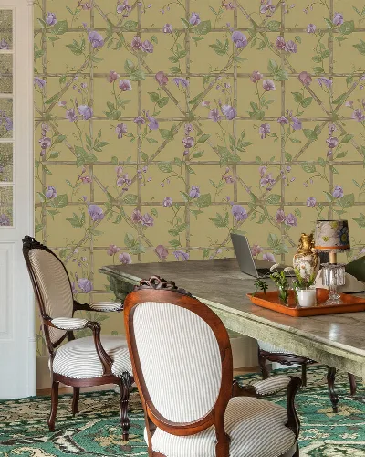 Peverly Reverie Floral Wallpaper — Olive Gold