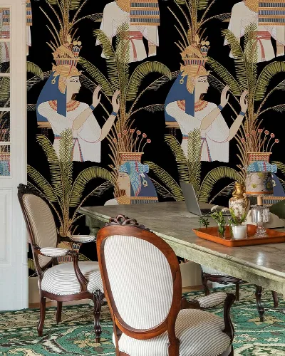 Fenwick Daydream Folk Art Wallpaper — Midnight