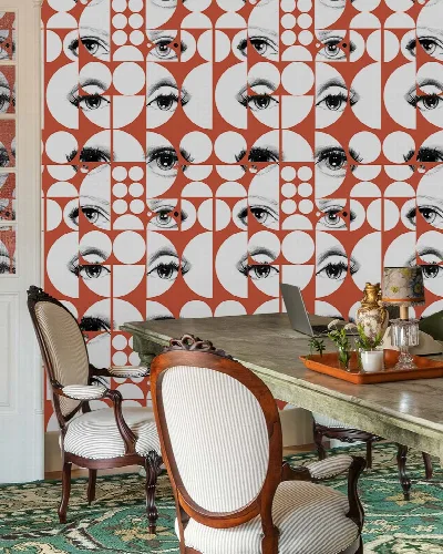 Celandine Keepsake Geometric Wallpaper — Terracotta