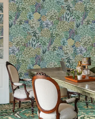 Kestrel Gleam Botanical Wallpaper — Dusty Teal