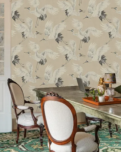 Roskell Vista Bird Wallpaper — Ivory