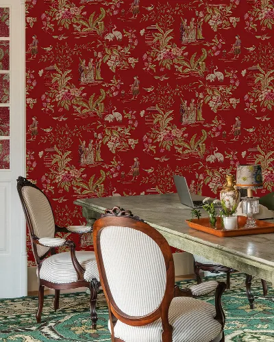 Quenora Solace Architectural Wallpaper — Garnet