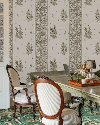Kestrel Story Floral Wallpaper — Soft Gray