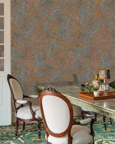 Elowen Tableau Surface Effect Wallpaper — Copper Teal