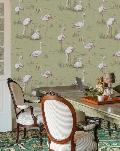 Peverly Solace Bird Wallpaper — Olive