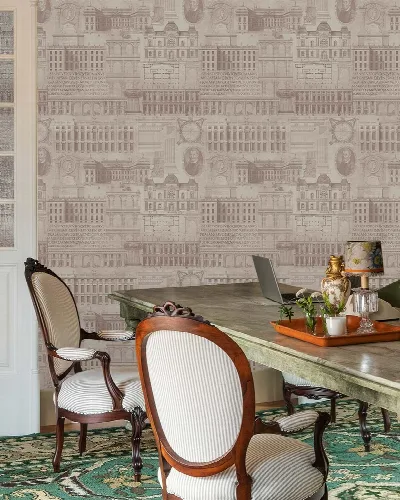 Avelune Prelude Architectural Wallpaper — Blush Beige