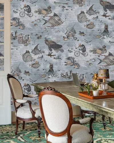 Merevale Atelier Marine Wallpaper — Mist Blue