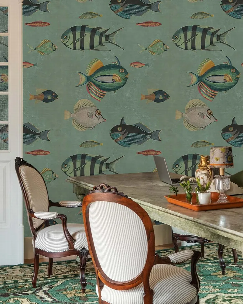 Dovewick Prelude Marine wallpaper in a room setting